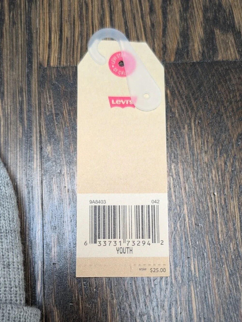 Levi's Gray Beanie with Red Logo Patch